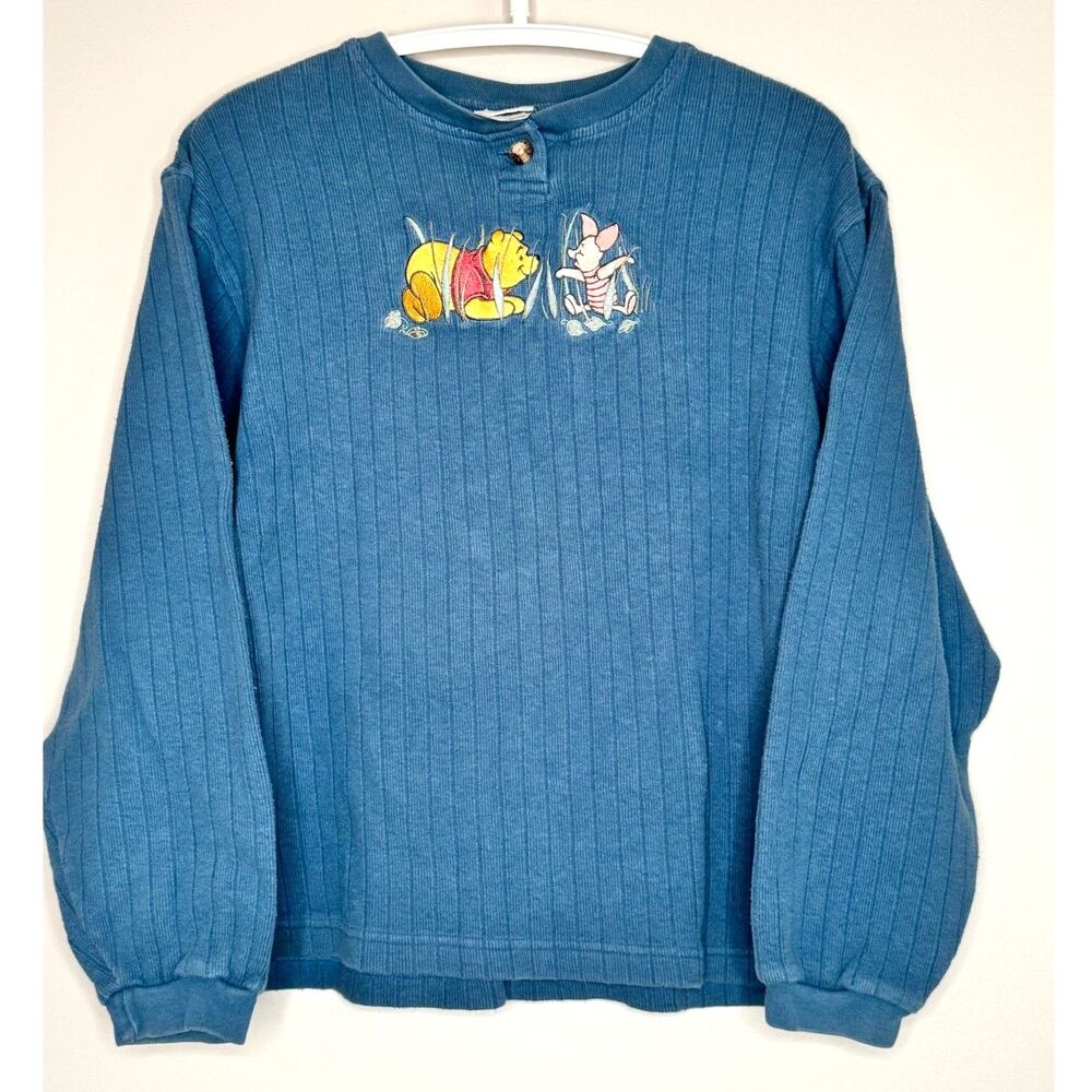 Vintage Disney Winnie the Pooh Piglet Blue Sweatshirt Vacation Wear M
